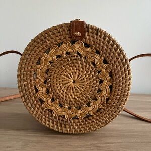 Boho Bali Round Woven Wicker Rattan Purse